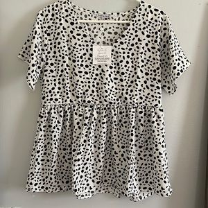 Mary Square Black and White Blouse